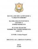 PLAN DE NEGOCIOS NOMBRE DEL EMPRENDIMIENTO: GIOCCO