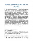 PROPUESTA DE INNOVACIÓN EN LA PRÁCTICA EDUCATIVA