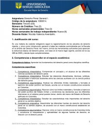 Contenido programático Der. Pen. General I. Página 1