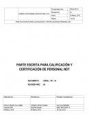 PARTE ESCRITA PARA CALIFICACIÓN Y CERTIFICACIÓN DE PERSONAL NDT