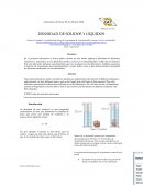 DENSIDAD DE SÓLIDOS Y LÍQUIDOS . Laboratorio