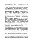 CONCEPTUALIZACION DE SALUD OCUPACIONAL, HOY EN DIA SEGURIDAD Y SALUD EN EL TRABAJO