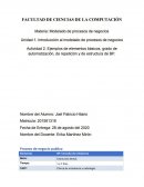 Ejemplos de elementos básicos, grado de automatización, de repetición y de estructura de BP