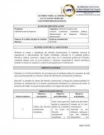 Syllabus DERECHO CONSTITUCIONAL. Página 1