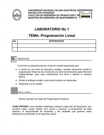 Laboratorio. Programación Lineal. Página 1