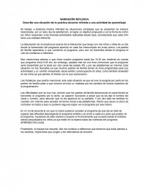 NARRACION REFLEXIVA PRACTICA DOCENTE. Página 1