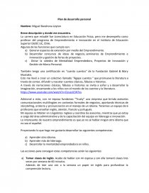 Plan de desarrollo personal. Página 1
