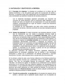 NATURALEZA Y OBJETIVOS DE LA EMPRESA