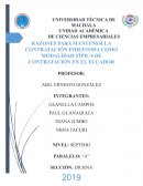 RAZONES PARA MANTENER LA CONTRATACIÓN INDEFINIDA COMO MODALIDAD TÍPICA DE CONTRATACIÓN EN EL ECUADOR