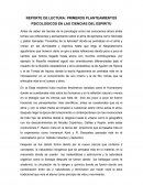 REPORTE DE LECTURA: PRIMEROS PLANTEAMIENTOS PSICOLOGICOS EN LAS CIENCIAS DEL ESPIRITU