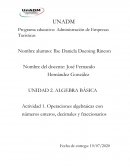 Algebra básica. Operaciones algebraicas con números enteros, decimales y fraccionarios