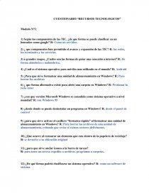 CUESTIONARIO “RECURSOS TEGNOLOGICOS”. Página 1