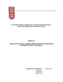 PERITAJE PSICOSOCIAL FORENCE MENCIÓN PERICIAL EN MATERIAS DE DERECHO PENAL Y DE FAMILIA. Página 1