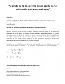 Cálculo de la línea recta mejor ajuste por el método de mínimos cuadrados