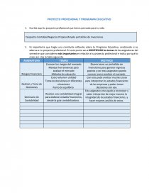 PROYECTO PROFESIONAL Y PROGRAMA EDUCATIVO. Página 1