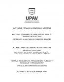 RESUMEN “EL PENSAMIENTO HUMANO” Y “LENGUAJE Y PENSAMIENTO”