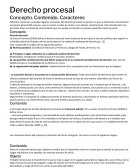 Derecho procesal Concepto. Contenido. Caracteres