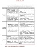 DEFINICIÓN Y OPERACIONALIZACIÓN DE LOS VALORES