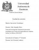 Sistema de innovación tecnológica en el sector de la agricultura en América Latina y en México 2010-2015