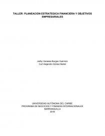 TALLER: PLANEACION ESTRATEGICA FINANCIERA Y OBJETIVOS EMPRESARIALES. Página 1