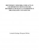 IDENTIFIQUE Y DESCRIBA COMO ACTUAN LOS DIFERENTES MOTIVANTES DEL DESARROLLO HUMANO AL INTERIOR DE SU ORGANIZACIÓN Y SUS EFECTOS