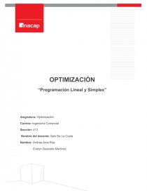 Oprimizacion. Programación lineal y simplex. Página 1