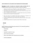 ASPECTOS PRINCIPALES DE LA EVALUACIÓN DEL ÁREA DE ADMINISTRACIÓN DE RECURSOS HUMANOS
