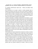 ¿Que es la vida para Aristoteles?