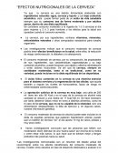 Efectos nutricionales de la cerveza