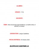 Otras secuencias argumentativas: La reseña crítica, el editorial y el ensayo