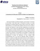 La Importancia de la Ética para la Gestión de Calidad en las Organizaciones