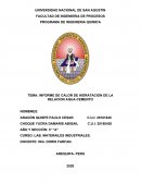 INFORME DE CALOR DE HIDRATACION DE LA RELACION AGUA-CEMENTO