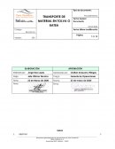 Procedimiento transporte de material en tolva o batea