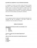 ELECCIÓN DE LA MUESTRA Y DE LAS TÉCNICAS DE ESTUDIO