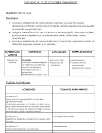 SECUENCIA: “LOS COLORES PRIMARIOS”. Página 1