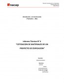 Cotizacion de materiales de un proyecto de edificacion