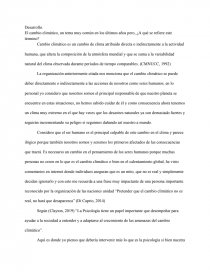 Ensayo relación de la psicología con el cambio climático. Página 1