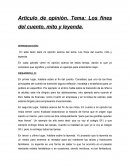 Articulo de opinion sobre el fin de la leyenda, el mito y el cuento