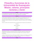Filosofía y funciones de la Universidad de Guanajuato: Misión, valores, principios rectores y visión
