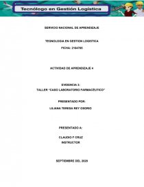 TALLER “CASO LABORATORIO FARMACÉUTICO”. Página 1