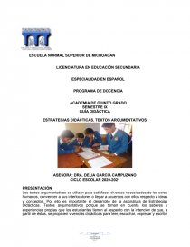 ESTRATEGIAS DIDÁCTICAS. TEXTOS ARGUMENTATIVOS. Página 1
