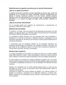 Beneficios para los agentes económicos por el mercado internacional