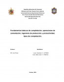 Fundamentos básicos de completación, operaciones de cementación, ingeniería de producción y productividad, tipos de completación