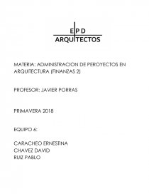 ADMINISTRACION DE PEROYECTOS EN ARQUITECTURA (FINANZAS 2). Página 1