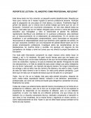 REPORTE DE LECTURA: “EL MAESTRO COMO PROFESIONAL REFLEXIVO”