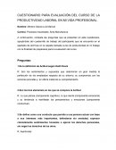 CUESTIONARIO PARA EVALUACIÓN DEL CURSO DE LA PRODUCTIVIDAD LABORAL EN MI VIDA PROFESIONAL