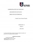 Administración de negocios. Descripción de puesto. Dirección de personal
