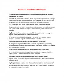EJERCICIO 1. PREGUNTAS DE ASERTIVIDAD. Página 1
