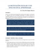 LA MOTIVACIÓN ESCOLAR Y SUS EFECTOS EN EL APRENDIZAJE
