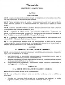 Titulo quinto. DEL PROYECTO ARQUITECTÓNICO. Página 1